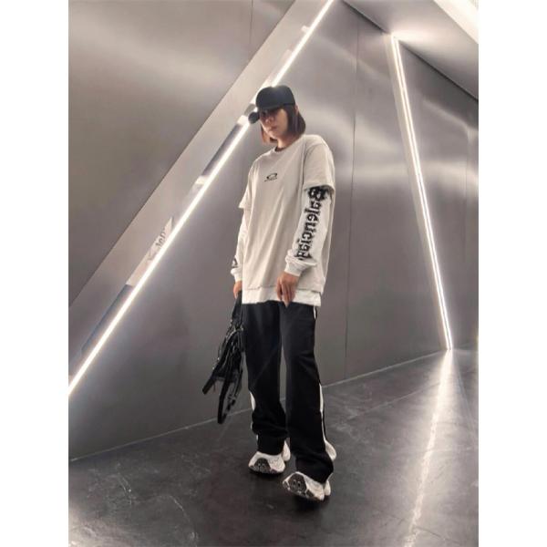 ロゴスリーブTシャツ レイヤード仕様 ルーズフィット BALENCIAGA バレンシアガ コピー Tシャツ デイリー対応 ストリート人気
