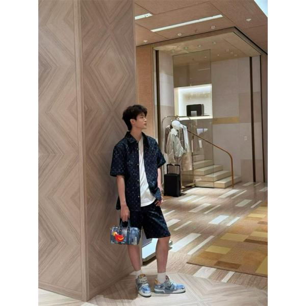 モノグラムデニム シグネチャーパターン カジュアルショーツ LOUIS VUITTON ルイヴィトン コピー ハーフパンツ ストリートスタイル対応