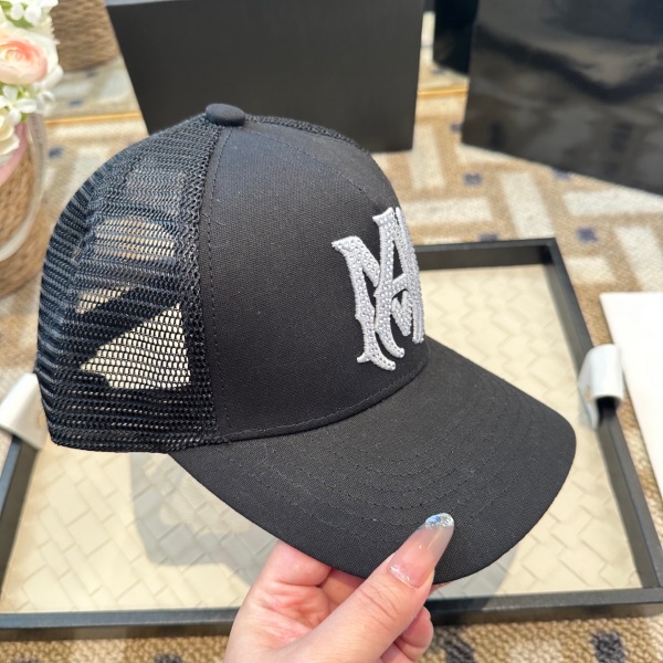 AMIRI アミリ 2026新作 MAロゴ ラインストーン刺繍 メッシュキャップ ベースボールキャップ サイズ調整可能