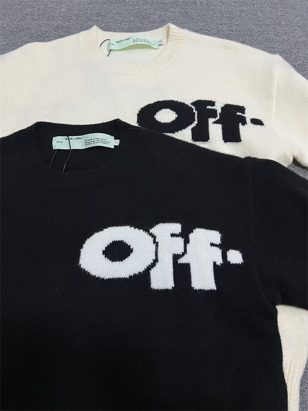 ビッグロゴ入り クルーネック仕様 大人カジュアル OFF-WHITE オフホワイト コピー セーター 注目モデル 再入荷チェック