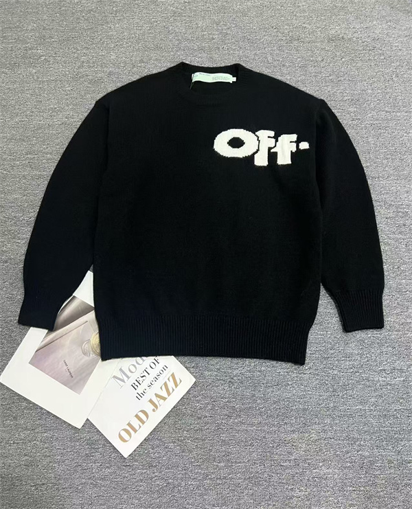 ビッグロゴ入り クルーネック仕様 大人カジュアル OFF-WHITE オフホワイト コピー セーター 注目モデル 再入荷チェック
