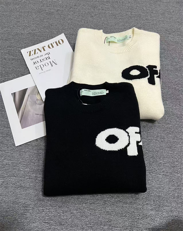 ビッグロゴ入り クルーネック仕様 大人カジュアル OFF-WHITE オフホワイト コピー セーター 注目モデル 再入荷チェック