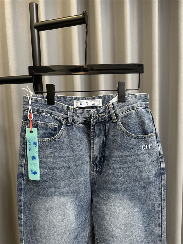 2026新作 ストレートライン ロゴ刺繍 ウォッシュ加工 OFF-WHITE オフホワイト コピー デニムパンツ 春夏人気