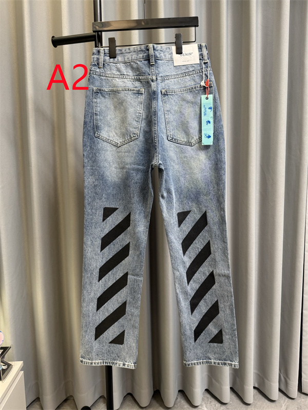 2026新作 ストレートライン ロゴ刺繍 ウォッシュ加工 OFF-WHITE オフホワイト コピー デニムパンツ 春夏人気