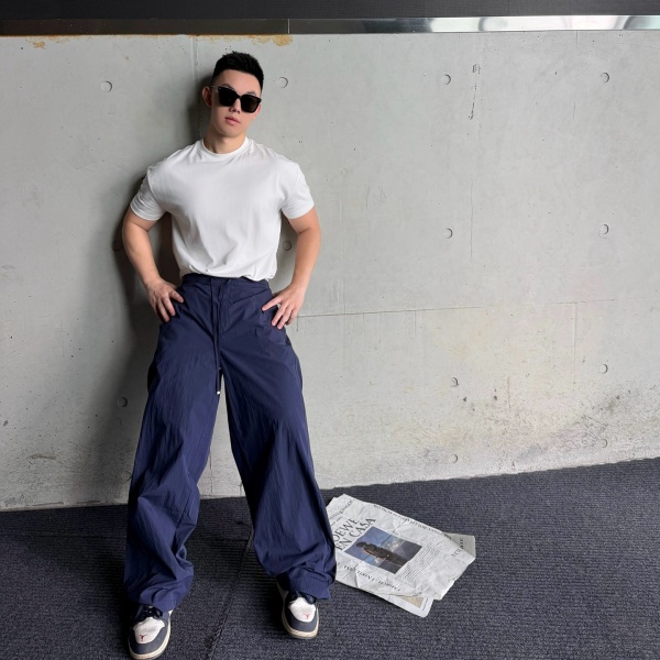 2026新作 LOEWE激安 ロエベ アナグラム刺繍コットンパンツ ワイドシルエット メンズ レディース ドローコード仕様