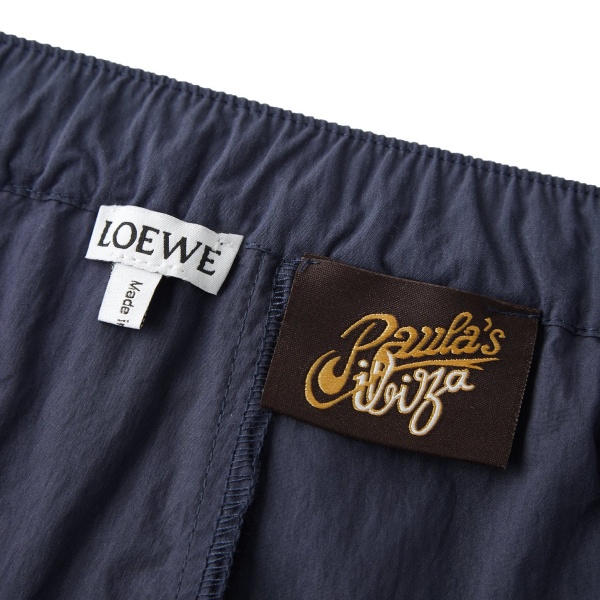 2026新作 LOEWE ロエベ アナグラム刺繍コットンショーツ メンズ レディース 100%コットンウエストゴム ドローコード 3D刺繍ポケット ショートパンツ