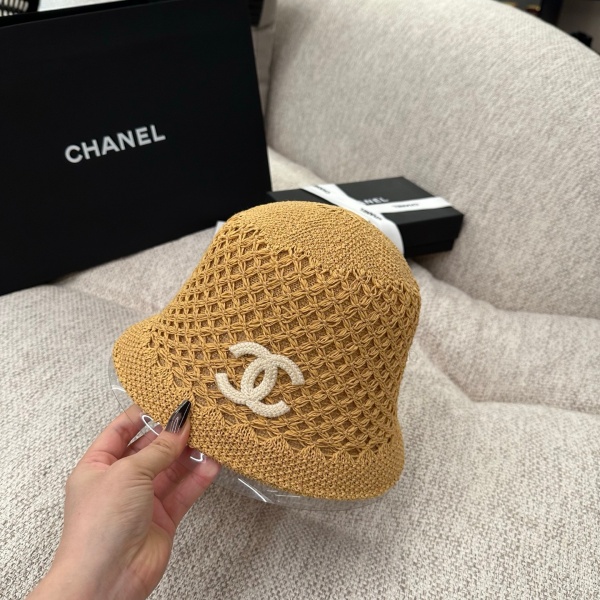 2026新作 CHANEL シャネル 透かし編みバケットハット レディース サマーニット帽 軽量通気性 ワイドブリム ココマークデザイン