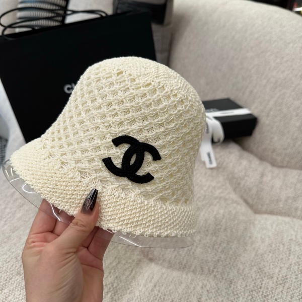 2026新作 CHANEL シャネル 透かし編みバケットハット レディース サマーニット帽 軽量通気性 ワイドブリム ココマークデザイン