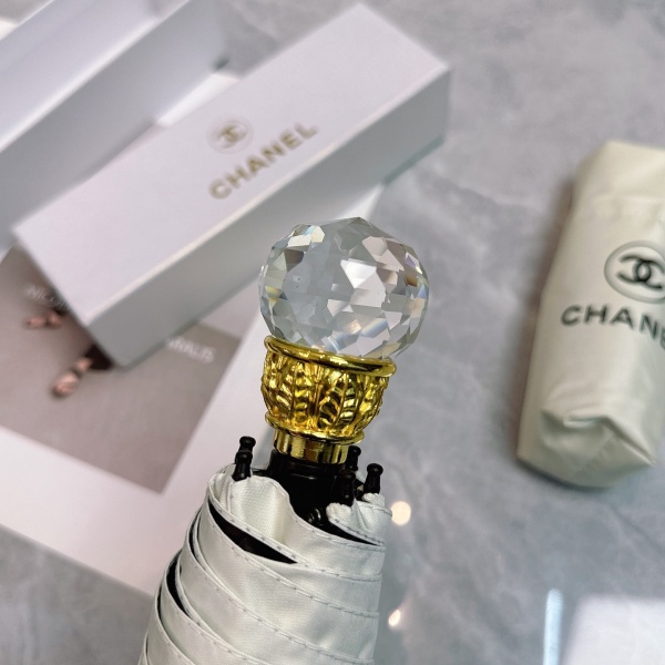 2026新作 CHANEL 激安 シャネル 折りたたみ傘 晴雨兼用 五つ折り UVカット99% 軽量 クリスタルハンドル ギフトBOX付き