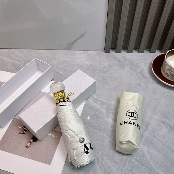 2026新作 CHANEL 激安 シャネル 折りたたみ傘 晴雨兼用 五つ折り UVカット99% 軽量 クリスタルハンドル ギフトBOX付き