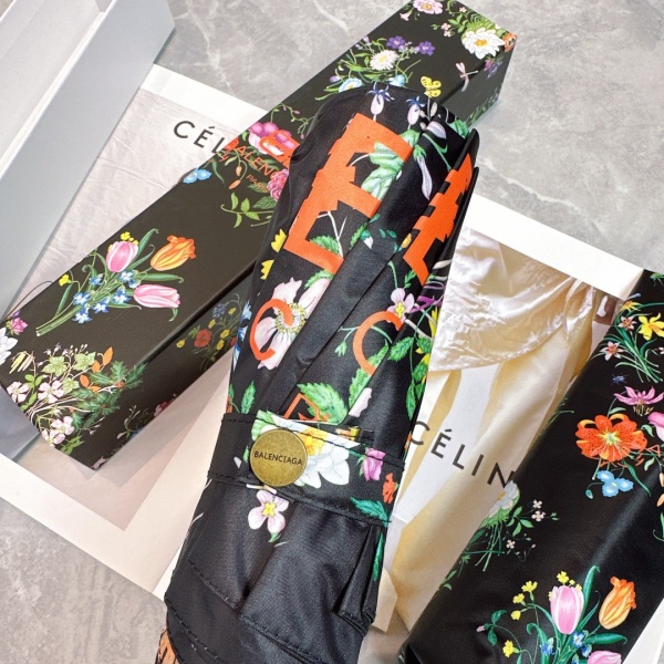 2026新作 BALENCIAGA 激安 バレンシアガ 折りたたみ傘 晴雨兼用 五つ折り 全自動 UVカット99% 軽量 フラワープリント ギフトBOX付き