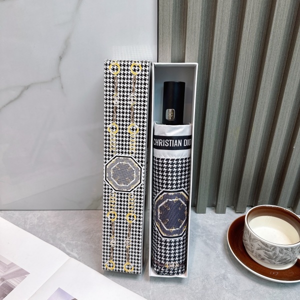 2026新作 Dior 激安 ディオール 折りたたみ傘 晴雨兼用 全自動 UVカット99% 遮熱 軽量 千鳥格子 ギフトBOX付き