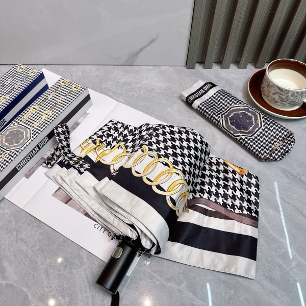 2026新作 Dior 激安 ディオール 折りたたみ傘 晴雨兼用 全自動 UVカット99% 遮熱 軽量 千鳥格子 ギフトBOX付き