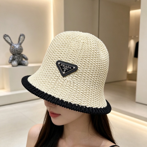 2026新作 PRADA 激安 プラダ ラフィア バケットハット トライアングル