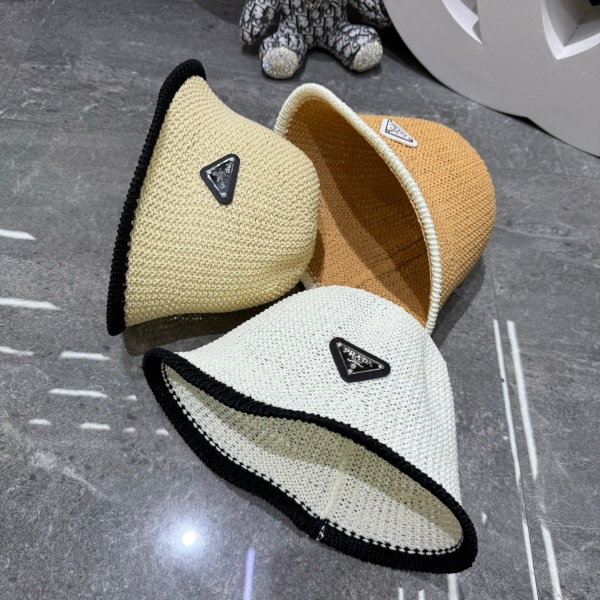 2026新作 PRADA 激安 プラダ ラフィア バケットハット トライアングル