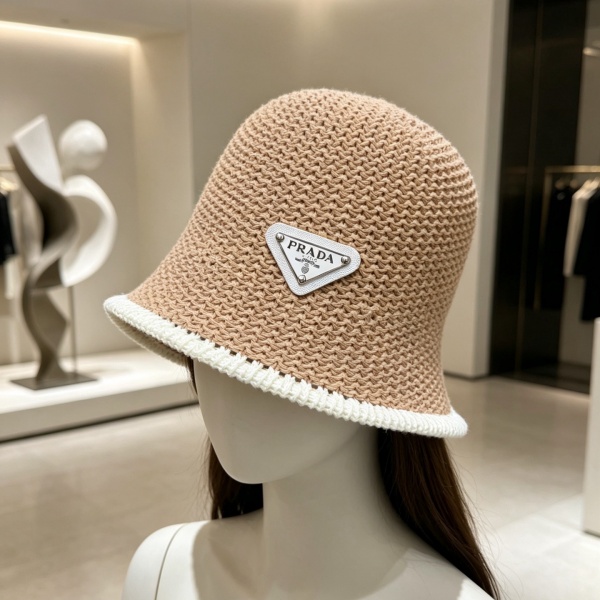 2026新作 PRADA 激安 プラダ ラフィア バケットハット トライアングル