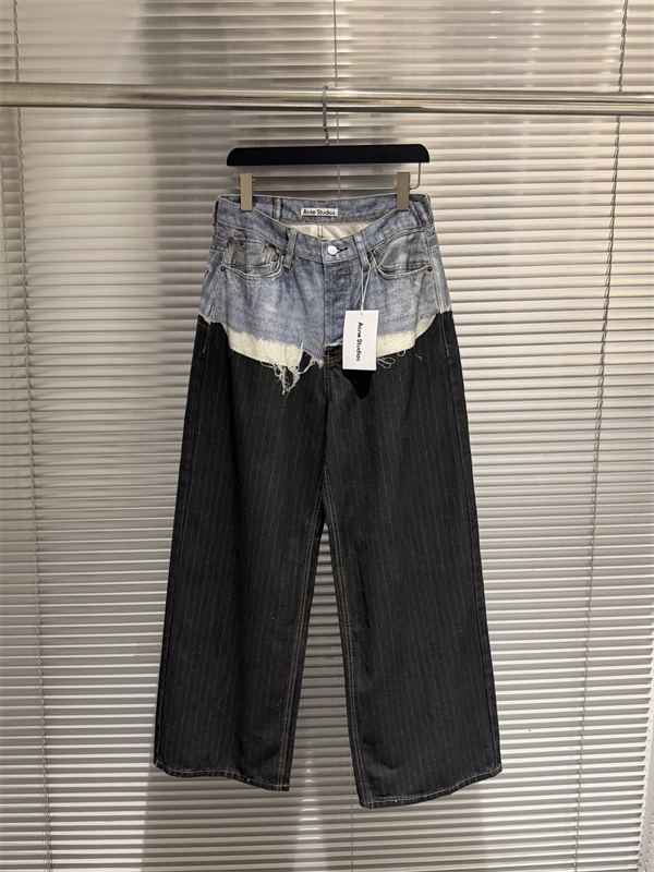 ツートーン切替 ヴィンテージ加工 ストレートシルエット Acne Studios アクネストゥディオズ コピー ワイドデニムパンツ
