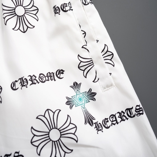 2026新作 CHROME HEARTS 激安 クロムハーツ 総柄クロスプリント ビーチショーツ ハーフパンツ ウエストゴム メンズ