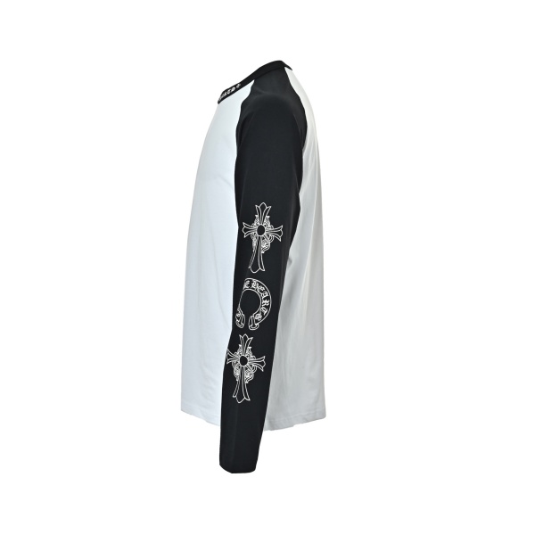 2026新作 N级品 Chrome Hearts  クロムハーツ ロングTシャツ 梵字ネック 配色デザイン 長袖Tシャツ コットン オーバーサイズ 人気アイテム