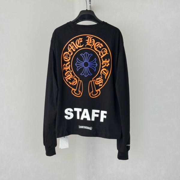 2026新作 Chrome Hearts N級品 クロムハーツ ロングTシャツ STAFFロゴ バックホースシュー プリント 長袖Tシャツ コットン 人気アイテム