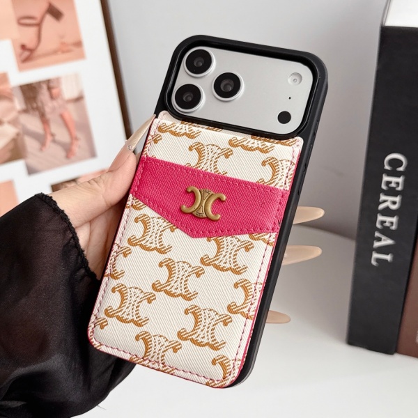 2026新作 CELINE 激安 セリーヌ スマホケース トリオンフ柄 カード収納 スタンド機能付き メタルロゴ 多機能 携帯ケース 人気アイテム