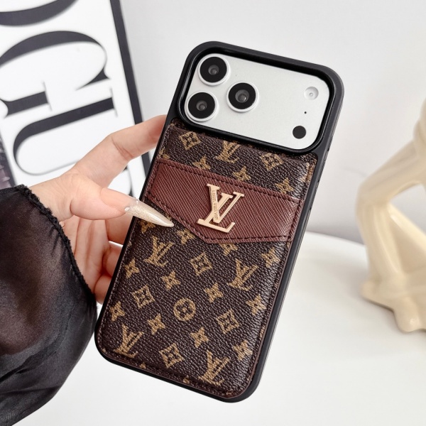 LOUIS VUITTON 激安 ルイ・ヴィトン iPhoneケース カードケース一体型 モノグラム メタルロゴ 収納力抜群 人気アイテム