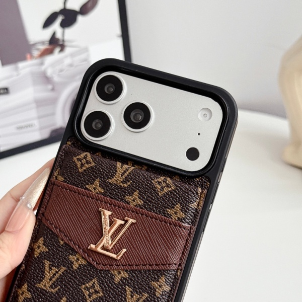 LOUIS VUITTON 激安 ルイ・ヴィトン iPhoneケース カードケース一体型 モノグラム メタルロゴ 収納力抜群 人気アイテム