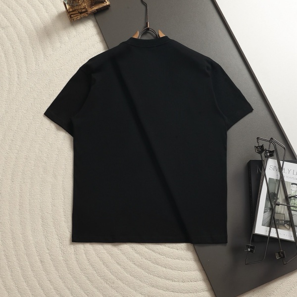 BURBERRYバーバリーブルー刺繍ホースロゴ半袖Tシャツ320g厚手コットン微ゆったりシルエット