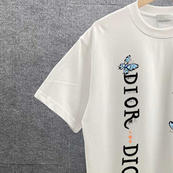 2026春夏新作ディオール蝶モチーフプリント半袖Tシャツゆったりクルーネック個性派デザイン