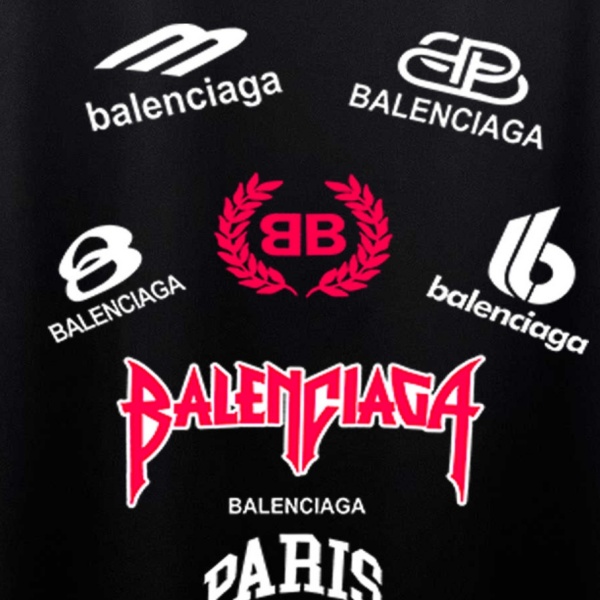 2026春夏新作BALENCIAGA コピー マルチロゴプリント半袖Tシャツホワイト個性派デザイン 