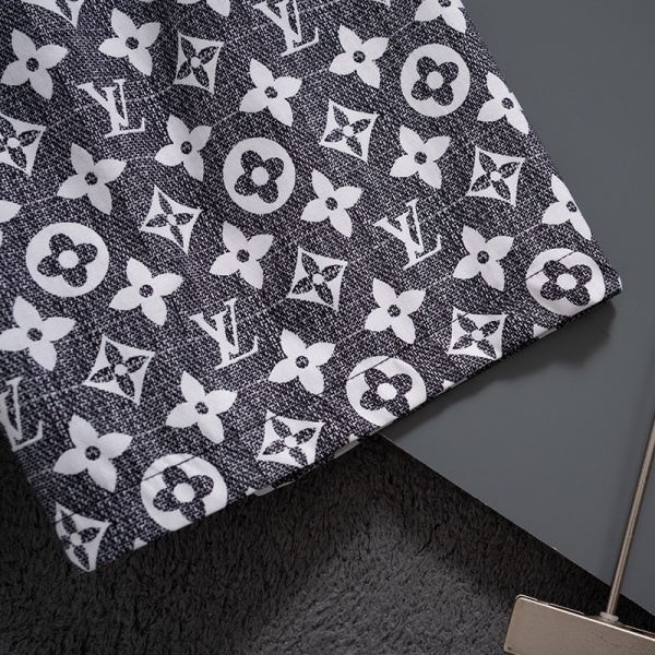モノクロ総柄 軽量速乾 ドローコード付きハーフパンツ Louis Vuitton 激安 ウエストゴム仕様 ルイ・ヴィトン ビーチショーツ