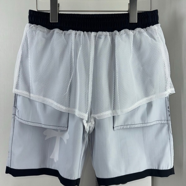 ホワイトクロス入りブラックスイムショーツ Chrome Hearts 激安 通気メッシュ仕様 クロムハーツ休闲ハーフパンツ