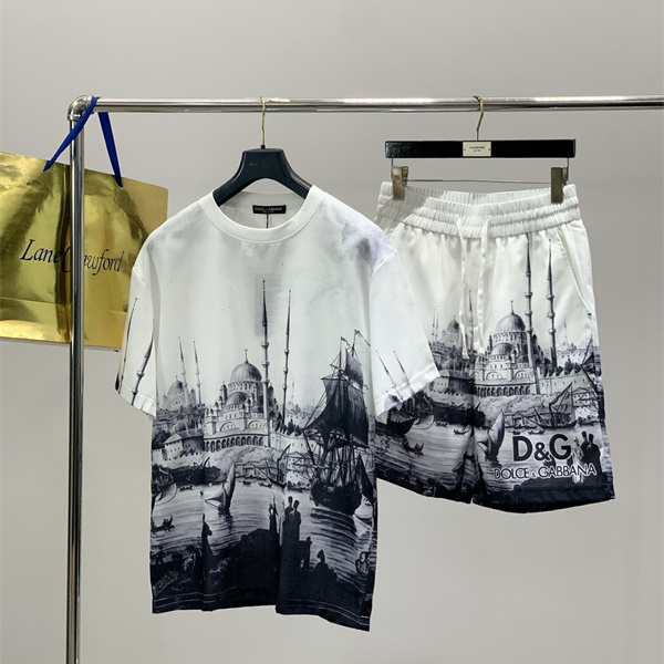 地中海アートプリント リゾートコーデ 夏映えコレクション DOLCE & GABBANA ドルチェ＆ガッバーナ コピー 上下セット売れ筋候補