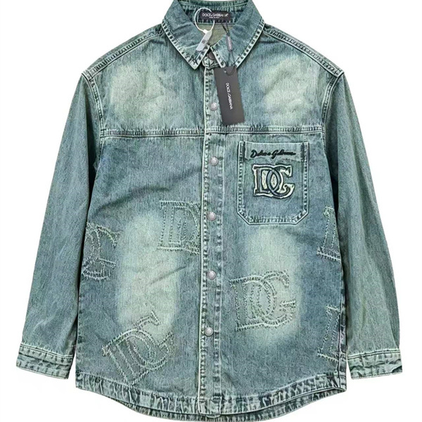 ウォッシュ加工 ロゴパッチ ストリートカジュアル 旬顔モデル DOLCE & GABBANA ドルチェ＆ガッバーナ コピー デニムジャケット 人気セレクト