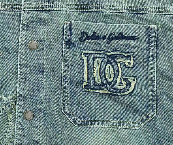 ウォッシュ加工 ロゴパッチ ストリートカジュアル 旬顔モデル DOLCE & GABBANA ドルチェ＆ガッバーナ コピー デニムジャケット 人気セレクト