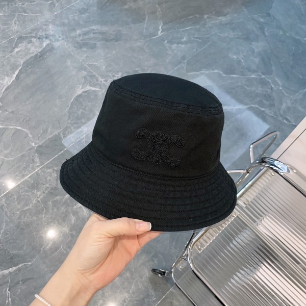 定番人気 セリーヌ 激安 ブラックワントーン バケットハット CELINE 旬顔アクセント