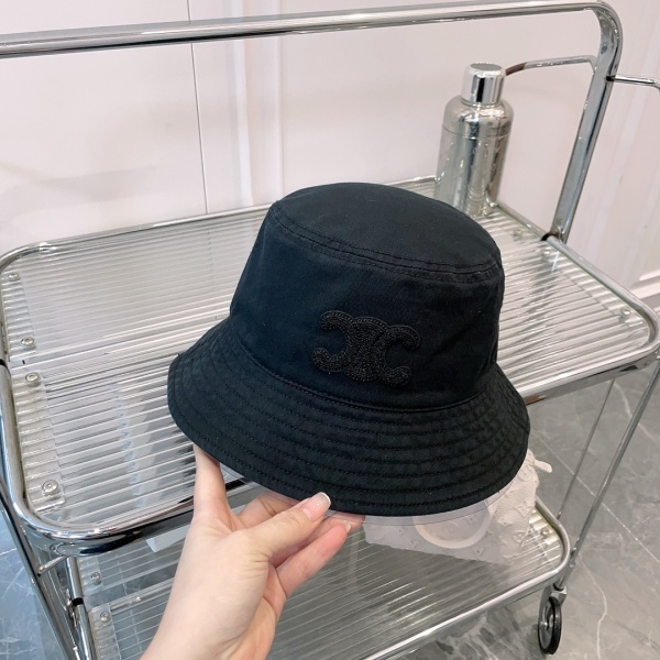 定番人気 セリーヌ 激安 ブラックワントーン バケットハット CELINE 旬顔アクセント