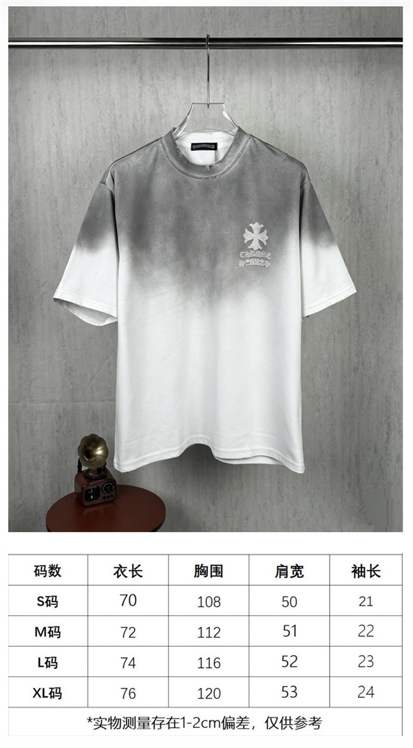 グラデーションデザイン クロスモチーフ 定番スタイル CHROME HEARTS クロムハーツ コピー 半袖Tシャツ コーデ映え