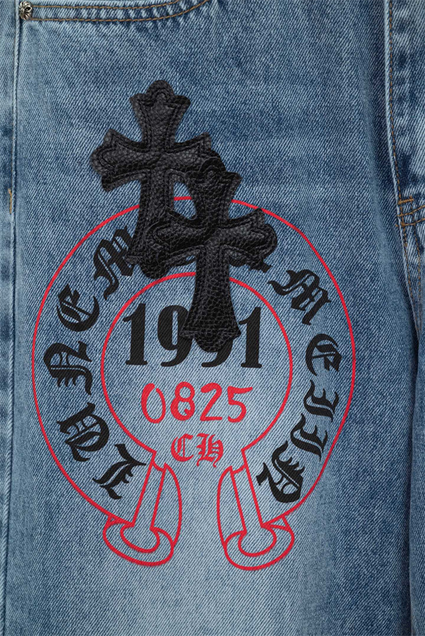 クロスモチーフ 刺繍デザイン ヴィンテージ加工 CHROME HEARTS クロムハーツ コピー デニムパンツ スタイリング自在
