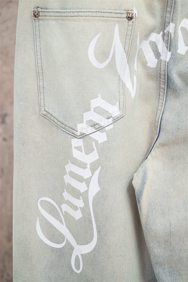 ダメージ加工 ブリーチデザイン ワイドシルエット CHROME HEARTS クロムハーツ コピー デニムパンツ トレンド感