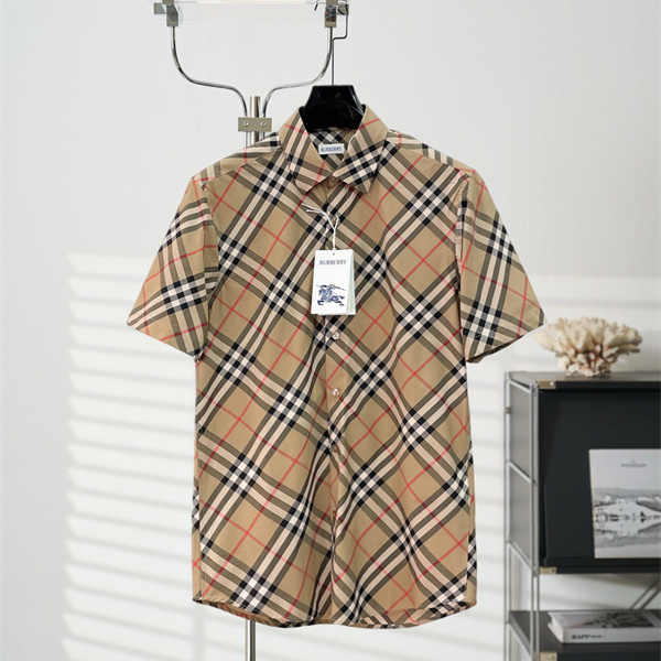 オールチェックデザイン レギュラーカラー アーカイブ感のある雰囲気 BURBERRY バーバリー コピー 半袖シャツ 旬コーデ