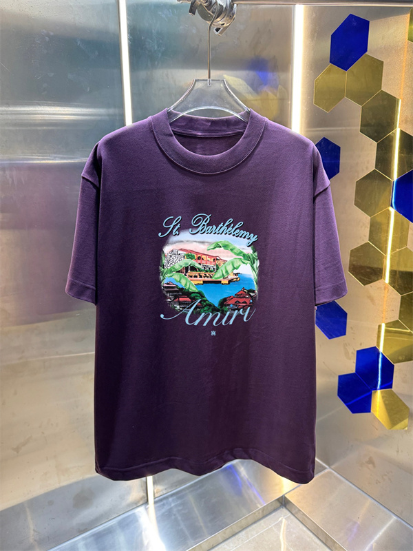 アートグラフィック フロントプリント クルーネック AMIRI アミリ コピー 半袖Tシャツ ヴィンテージムード ロックテイスト