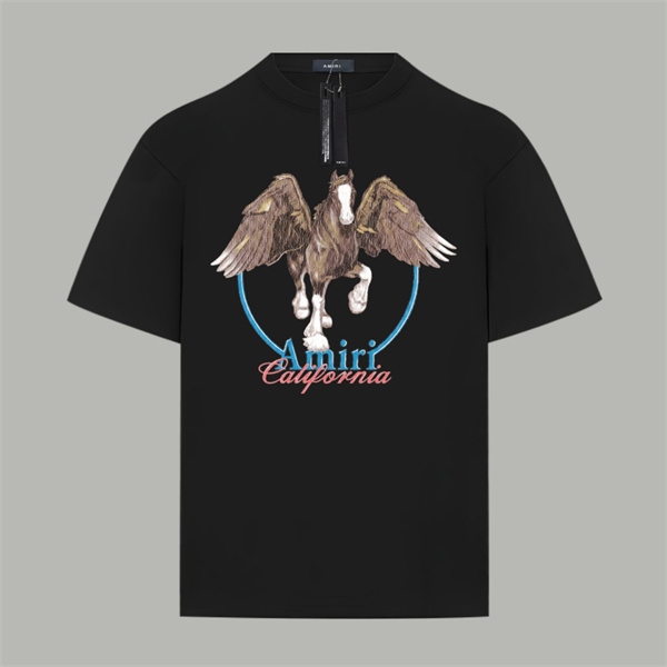 フロントプリント コットン素材 ゆったりシルエット AMIRI アミリ コピー 半袖Tシャツ 通気性のある着心地 夏カジュアル