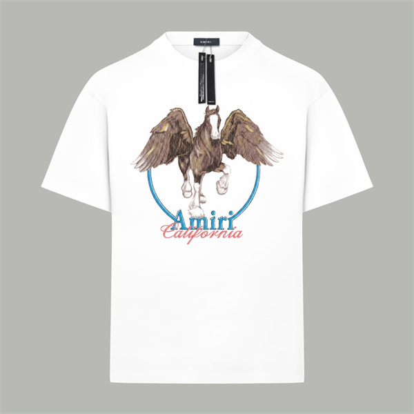 フロントプリント コットン素材 ゆったりシルエット AMIRI アミリ コピー 半袖Tシャツ 通気性のある着心地 夏カジュアル