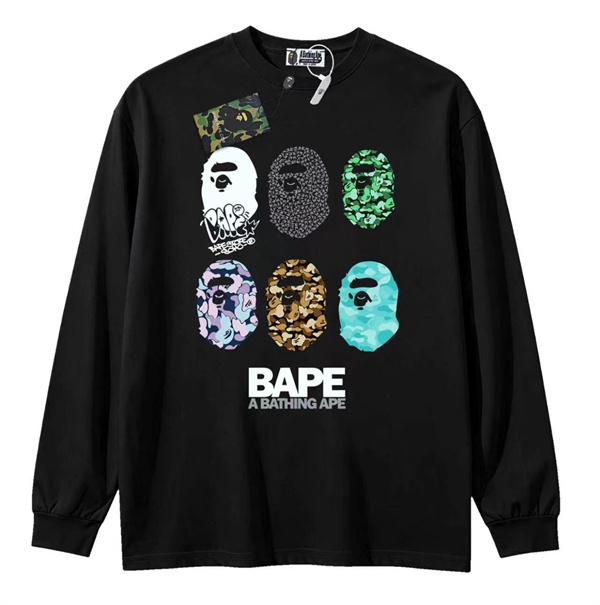 カモ柄エイプヘッド マルチグラフィック 話題性抜群 BAPE アベイシングエイプ コピー 長袖Tシャツ 限定感ある一枚