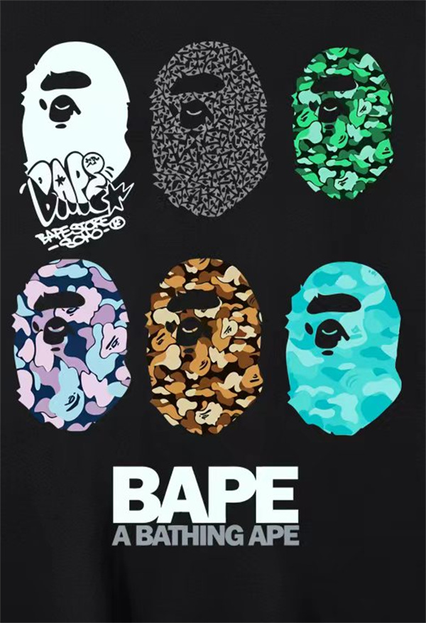 カモ柄エイプヘッド マルチグラフィック 話題性抜群 BAPE アベイシングエイプ コピー 長袖Tシャツ 限定感ある一枚