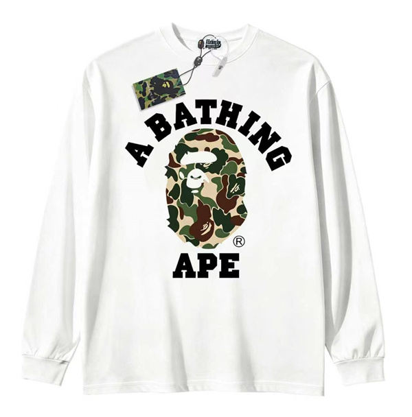 アーチレタリング カモフラエイプヘッド 海外人気 BAPE アベイシングエイプ コピー 長袖Tシャツ 大胆フロント
