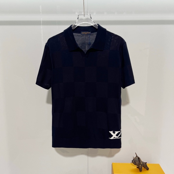 注目度UP 市松編みが映える Louis Vuitton ポロシャツ 裾モチーフ入りルイ・ヴィトン新作