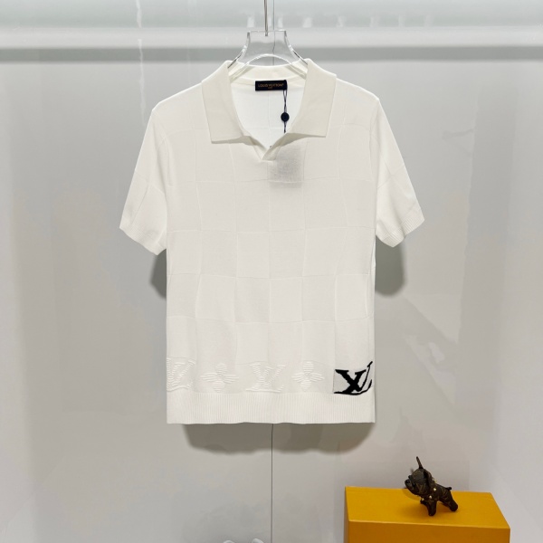 注目度UP 市松編みが映える Louis Vuitton ポロシャツ 裾モチーフ入りルイ・ヴィトン新作