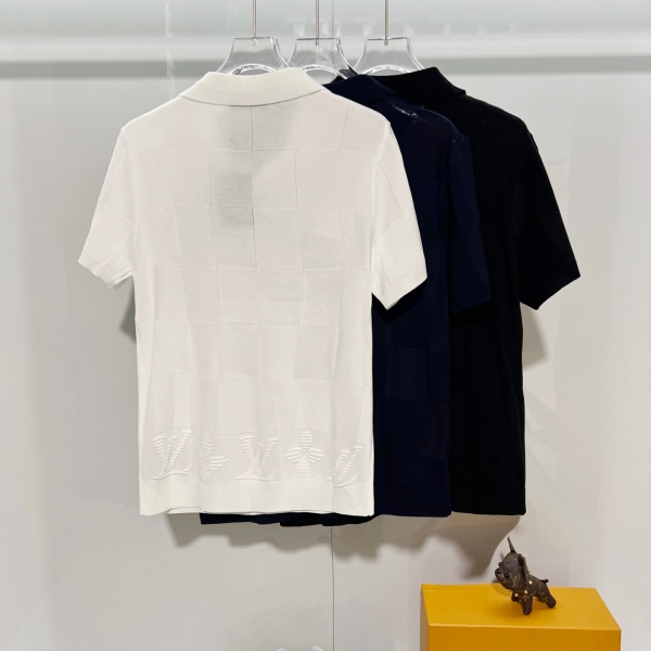 注目度UP 市松編みが映える Louis Vuitton ポロシャツ 裾モチーフ入りルイ・ヴィトン新作